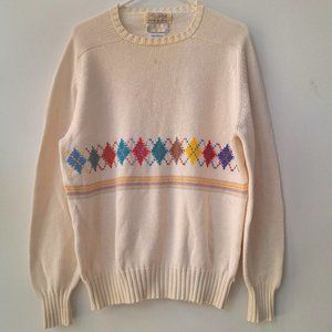 VTG MCGEORGE OF DUMFRIES Hand Knit Cotton Intarsia Sweater